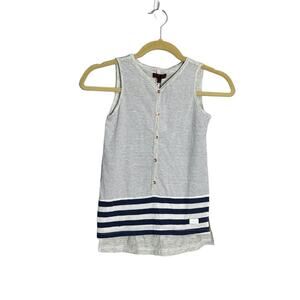 NWT 7 For All Mankind Striped V Neck Sleeveless Button Front Tank Top Shirt